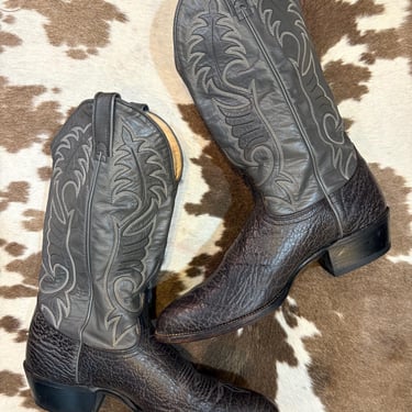 Vintage Grey Leather Wrangler Cowboy Boots size 10 D 
