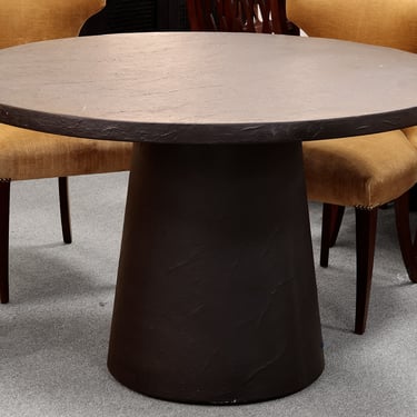 Crate & Barrel Round Faux Stone Outdoor Dining Table