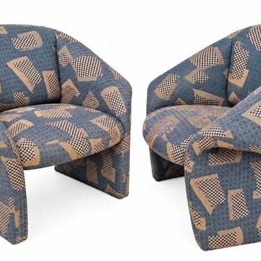 Pair Post Modern Sculptural Ribbon Lounge Chairs, 1980