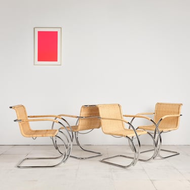 Turbular Steel Armchairs or Cantilever Chairs by Mies van der Rohe, Model S533 RF by Thonet / MR20 Knoll International 