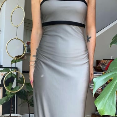 VTG 90s Grey & Black Slinky Maxi Dress 