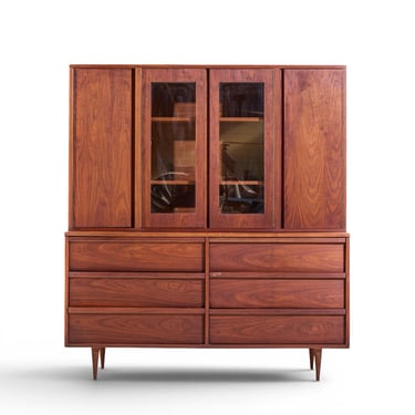 Jack Cartwright for Founders Style Mid Century Walnut Credenza with Hutch - mcm 