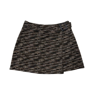 Y2K Express Tricot Space Dyed Wrap Mini Skirt / Built in Belt/ Neutrals / Pockets / 90s 70s / medium / large / 9/10 / Mod 