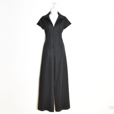 vintage 70s disco jumpsuit wide leg pointy dagger collar palazzo outfit romper S 