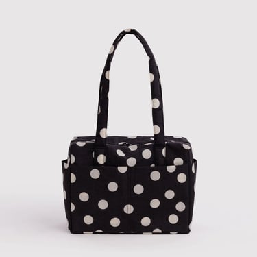 Everyday Cloud Bag in Black and Cream Polka Dot