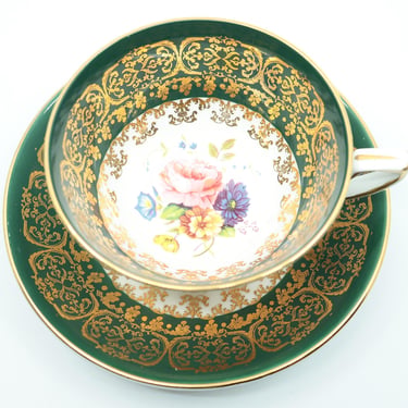 Vintage Royal Stafford 'Queen's Monarch' Tea Cup & Saucer Set 