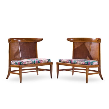 John Lubberts - Lambert Mulder for Tomlinson Cane, Walnut Slipper Chairs - Pair 