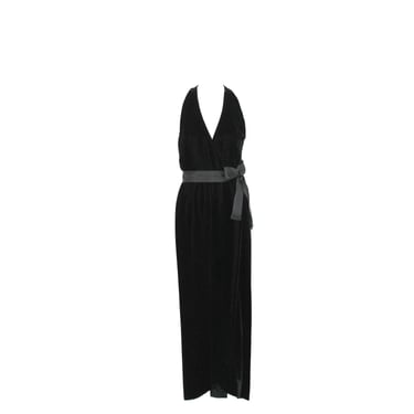 Rare MOLLIE PARNIS Boutique Black Velvet Wrap Evening Dress circa 1970s 