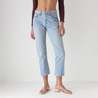 1997 LEVIS Made in Australia Stone Wash Mid Rise Slim Cropped 501 Jeans 