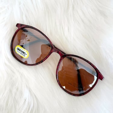 Vintage Brown and Black Round Amber Tint Sunglasses 