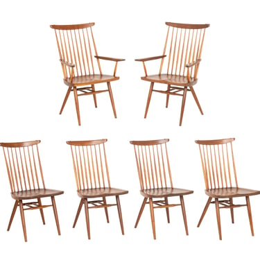 George Nakashima Set of Six Walnut "New" Dining Chairs, 1964-5
