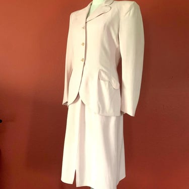 Vintage 1940s Gabardine Wool Suit: Pale Pink New Look Jacket & Skirt 
