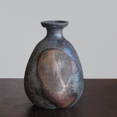 Vintage Bizen Ware Wood-Fired Sake Bottle Tokkuri | Japanese Stoneware 