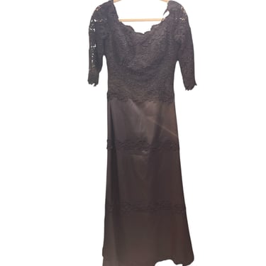 1990S VINTAGE HELEN MORLEY DESIGNER DRESS BLACK LACE EVENING GOWN SIZE 4