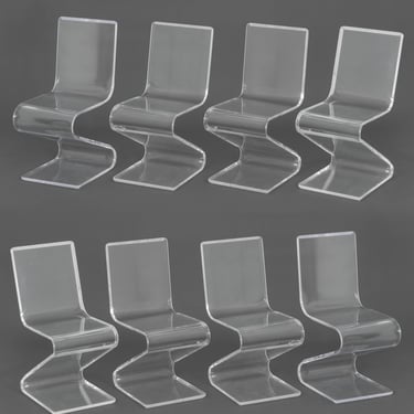 Modern Clear Acrylic "Z" Dining Chairs, 8
