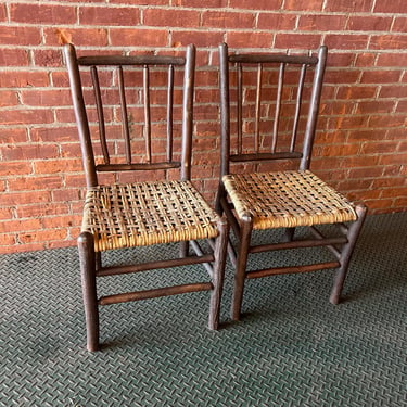Pair old hickory chairs 