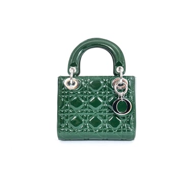 Christian Dior Lady Dior Emerald Patent Mini Handbag