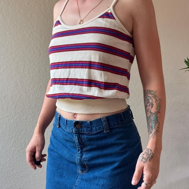 70s Striped Crop Tank Top Vintage Striped Tank Top 70s Crop Top 70s Spaghetti Strap Tank Top Vintage Striped Crop Top 70s Beaujolais Top 