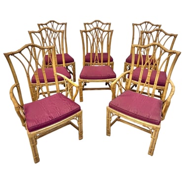 Vintage Henredon Faux Bamboo Dining Chairs - Set of 8 