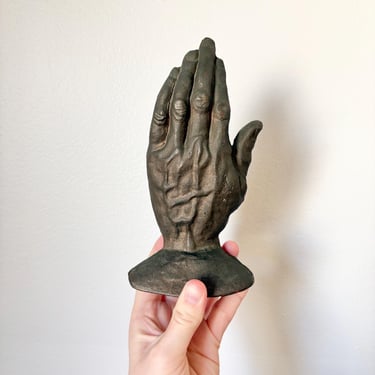 Vintage Heavy Bronze Cast Hand Sculpture Art Display Piece 1970s 