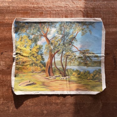 Vintage 21” Oil Painting on Unstretched Canvas 