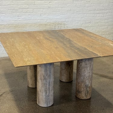 Brown travertine dining table