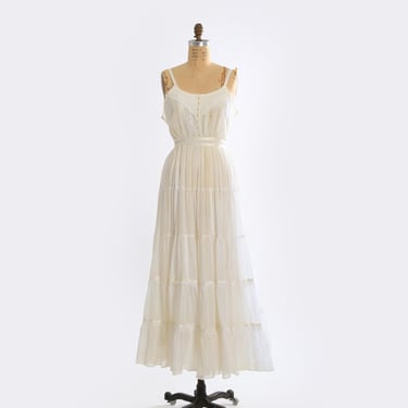 Vintage 70s Gunne Sax Ivory lace maxi dress 