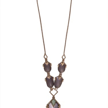 Alexis Bittar - Silver & Blue Large Stone Statement Necklace