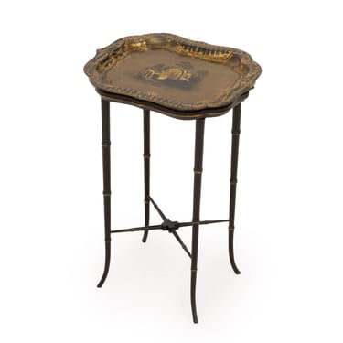 Victorian Papier Mache Tray Top Faux Bamboo Table