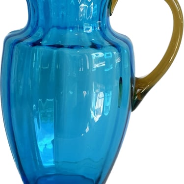 Frederick Carder for Stuben Blue and Topaz Glass Pitcher 