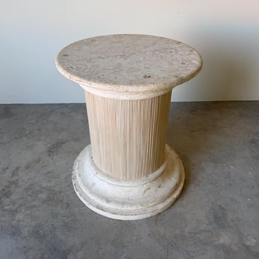Vintage Coastal Coquina - Coral Stone & Rattan Pedestal Dining Table Base 