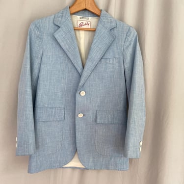 Boys vintage light blue sport coat with white buttons, vintage children's blue blazer size 12 regular, blue summer suit jacket for youth 