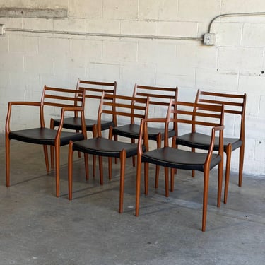 J.L. Møller Model 78 and 62 Teak Dining Chairs Set of 6 Denmark Mid-Century Modern 1960s 