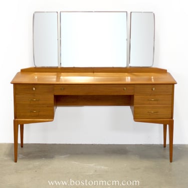 Alfred Cox, Ltd. Walnut Vanity with Triptych Mirror - #A2332