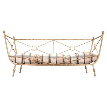 Giacometti Style Neoclassical Gilt Iron Daybed or Sofa 7 Ft