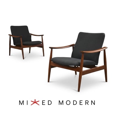 Finn Juhl 138 Easy Lounge Chairs for France and Son- A Pair 
