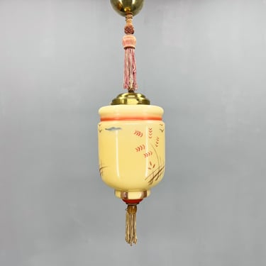 Art Deco Hand Painted Pendant Light, Germany 1920's 