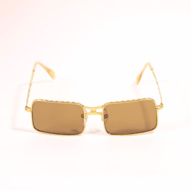 1970s Gold Metal Frame and Brown Tint Lenses Sunglasses 