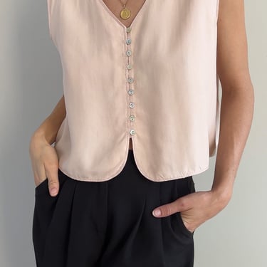 Vintage Ballet Slipper Silk Button Up Blouse