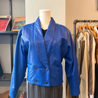 Michael Hoban Klein Blue Leather Jacket