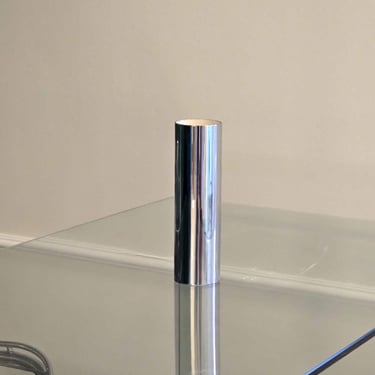 Vintage Cylindrical Vase in Silver Chrome Iron / Modernist Metal Vase / Space Age Design / 1970s / Germany 