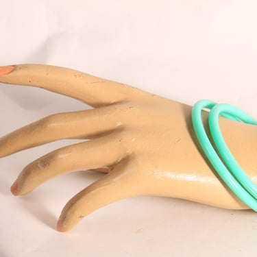 1980s Sea Foam Turquoise Blue Green Thin Plastic Bangle Bracelets 