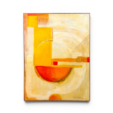 LARGE Frederick A. Brothers circa 1970 Painting, Vintage Abstract Art Oil on Canvas