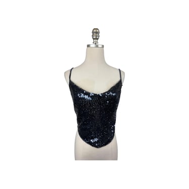 1990s Stenay Steel Sequin Backless Top 