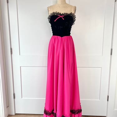Rare 1980s XS/S Gunne Sax Style Strapless Corset Fit & Flare Taffeta Dress 