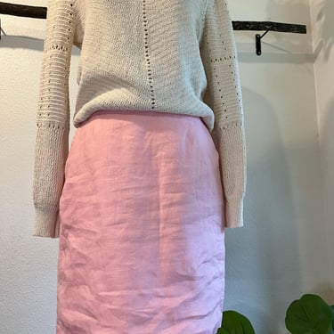 Pink 100% linen Mini Skirt with Pockets Size 10 JG Hook 