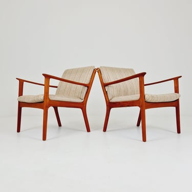 Mid-century Rare Danish teak lounge chair/ Easy chair by Ole Wanscher for Poul Jeppesens, 1960s Set of 2 