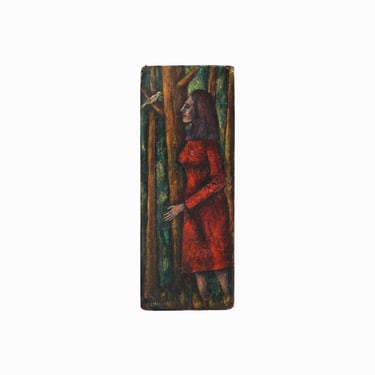 Mid Century Oil Painting on Illustration Board Expressionist Vintage 