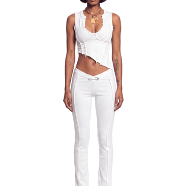 ASYMMETRIC TEYANA TANK IN WHITE ECO RIB
