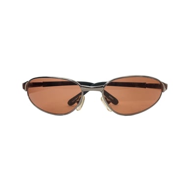 Vintage Y2K Silver Oval Amber Tinted Sunglasses 